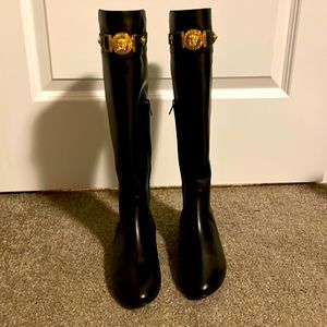 Versace Black Leather Boots size 6